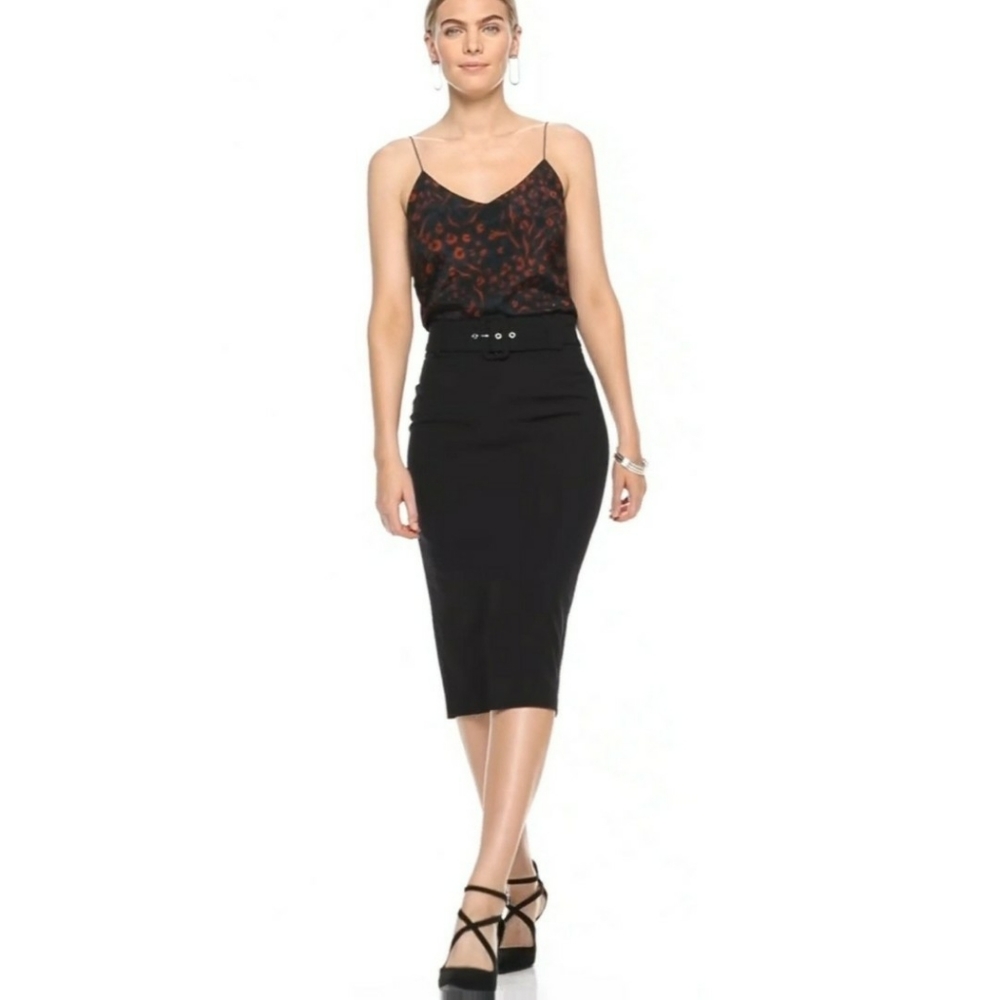 Belted Pencil Skirt: Black